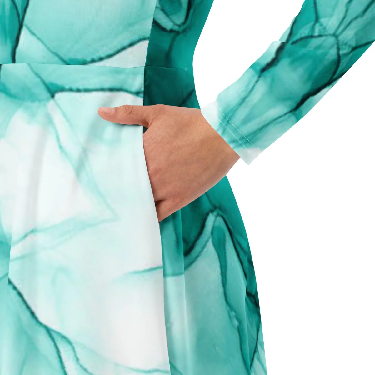 Vestido midi con manga larga all over - Imagen 4