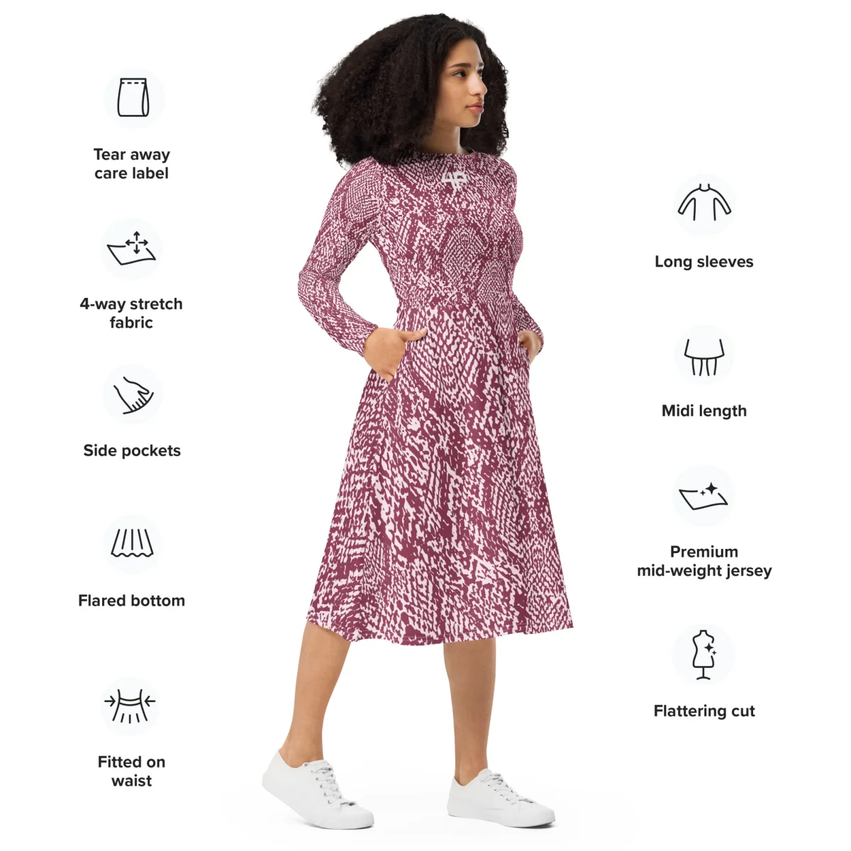 Vestido midi con manga larga - Imagen 3