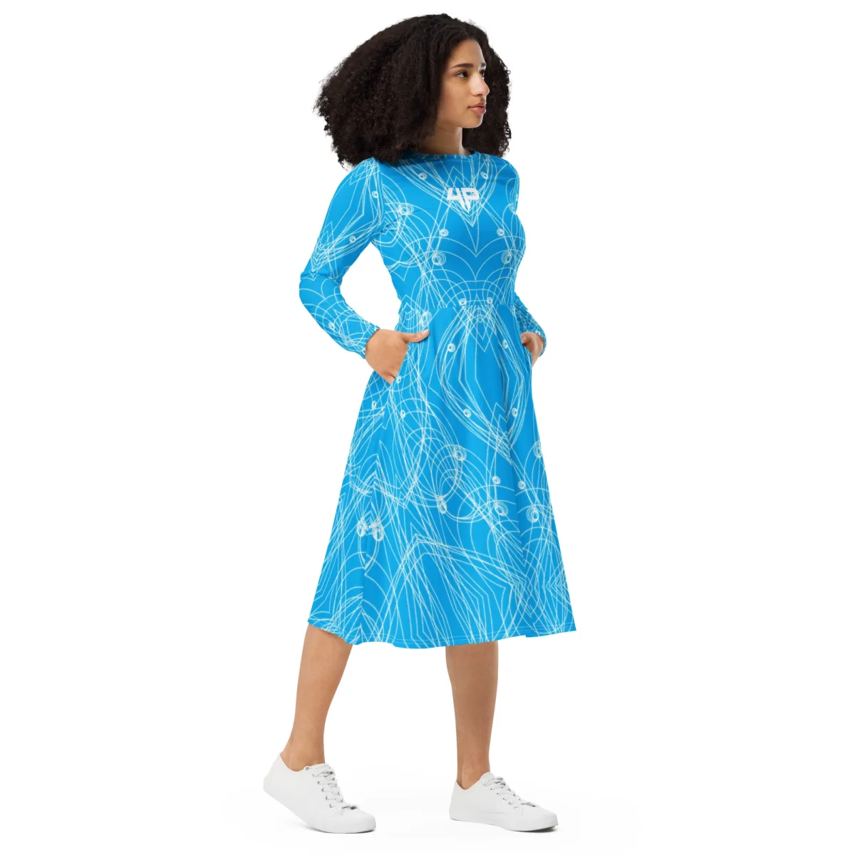 Vestido midi con manga larga all over - Imagen 8