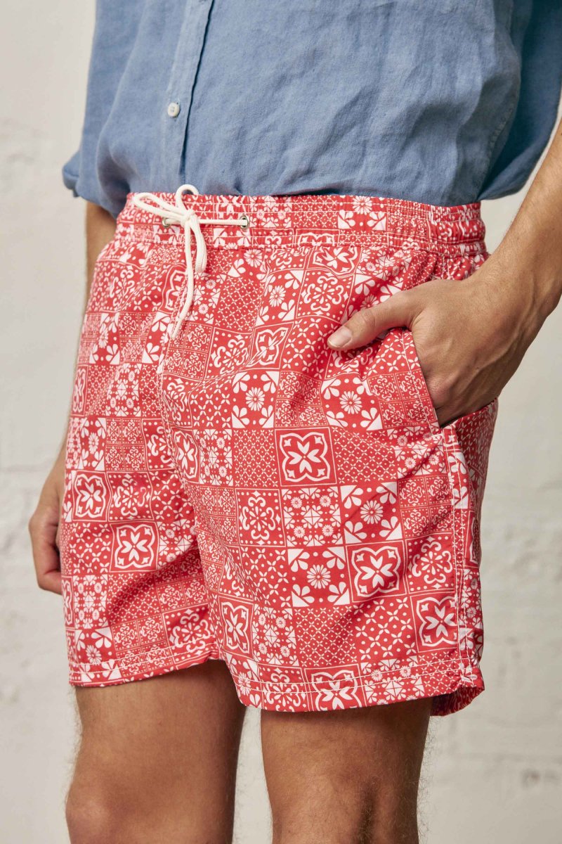 Traje de Baño / Bañador - Rojo Mosaico