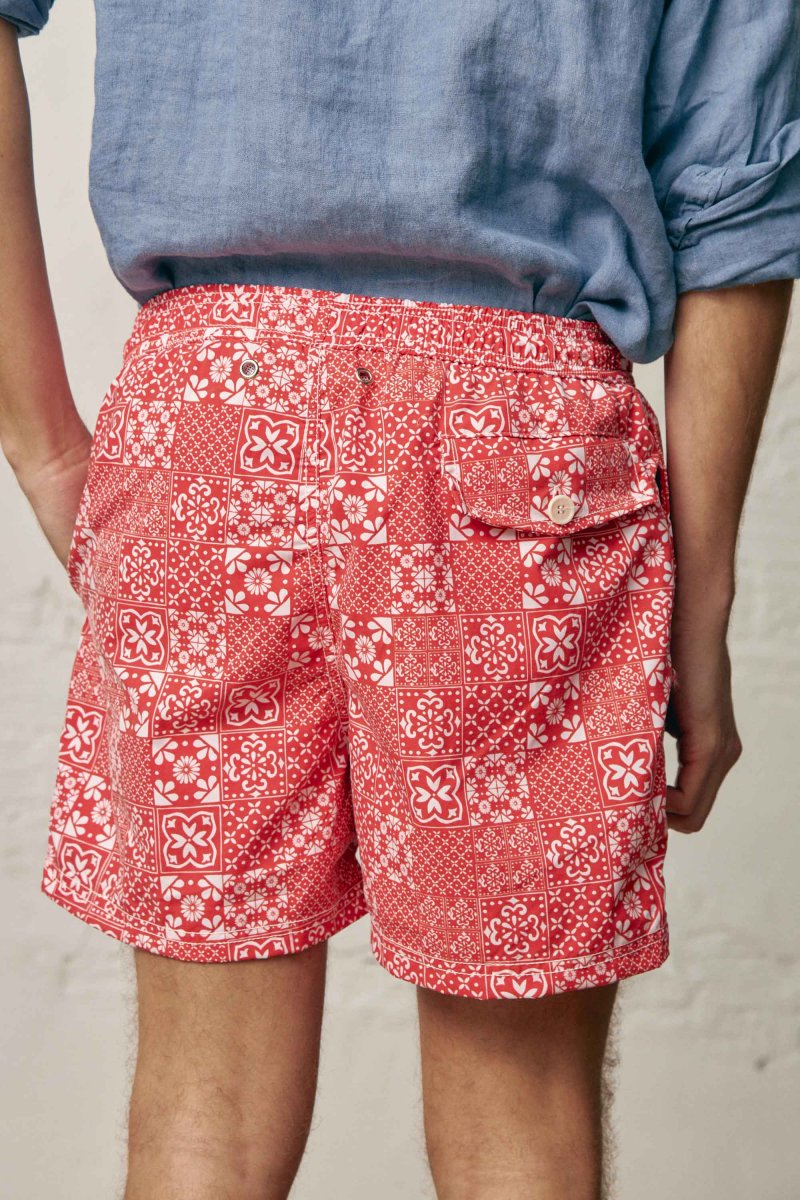 Traje de Baño / Bañador - Rojo Mosaico - Imagen 3