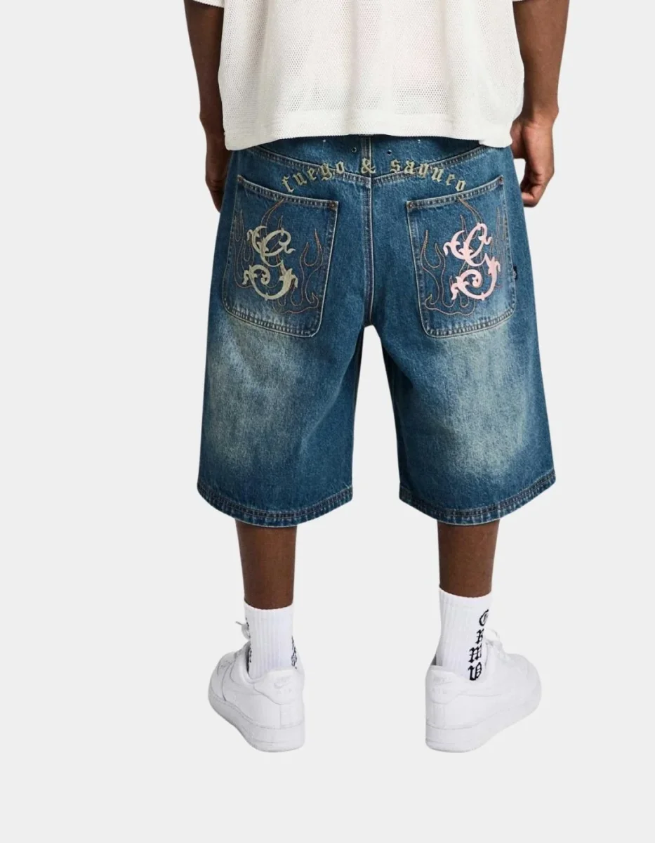 Bermuda GRIMEY CHIEF WATCHER BAGGY - Washed Sage Blue - Imagen 2