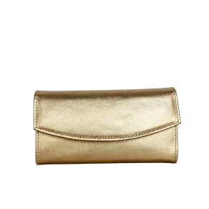 Billetera de Cuero Dorada para Mujer