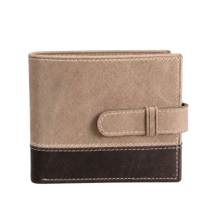 Billetera de Cuero Engrasado con Broche y Tarjetero Desmontable