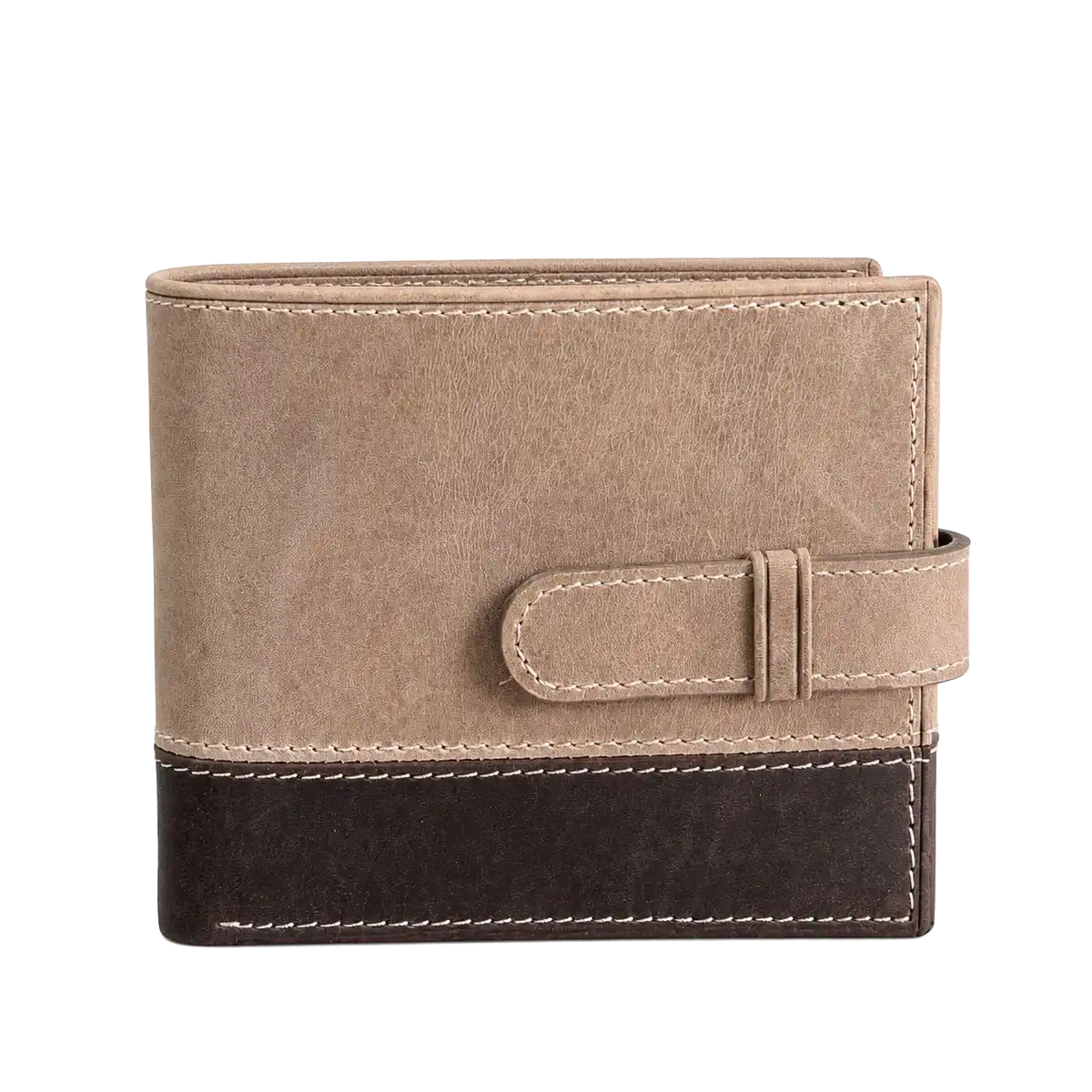 Billetera de Cuero Engrasado con Broche y Tarjetero Desmontable