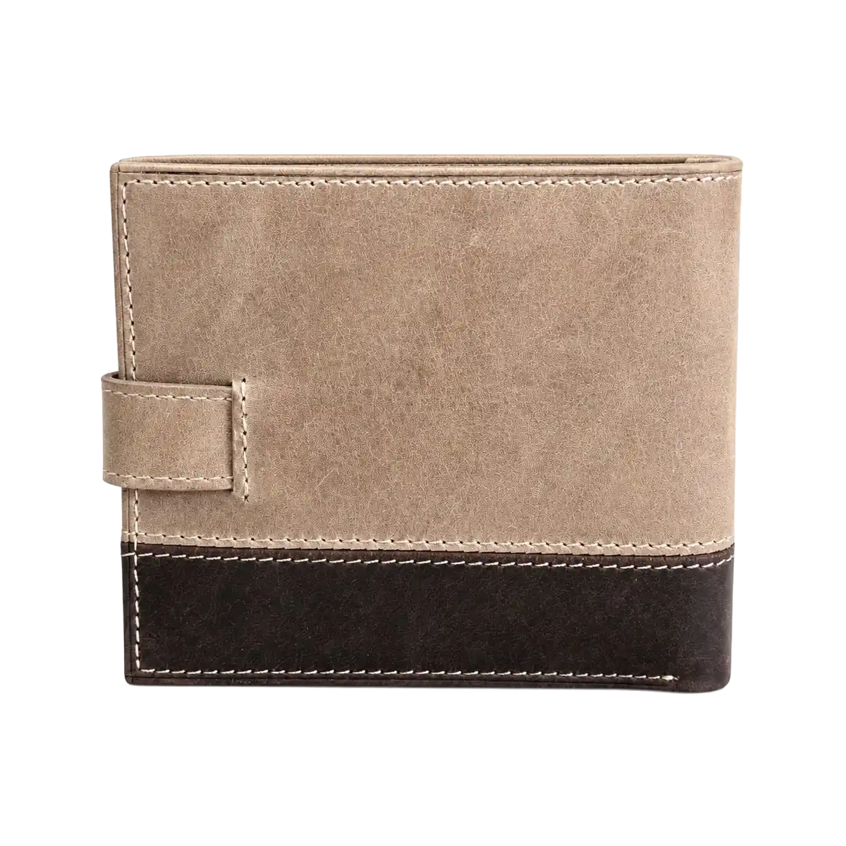 Billetera de Cuero Engrasado con Broche y Tarjetero Desmontable - Imagen 3