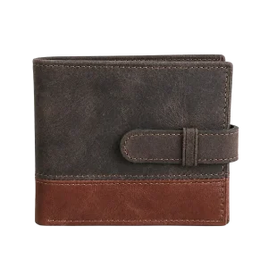 Billetera de Cuero Engrasado con Broche y Monedero