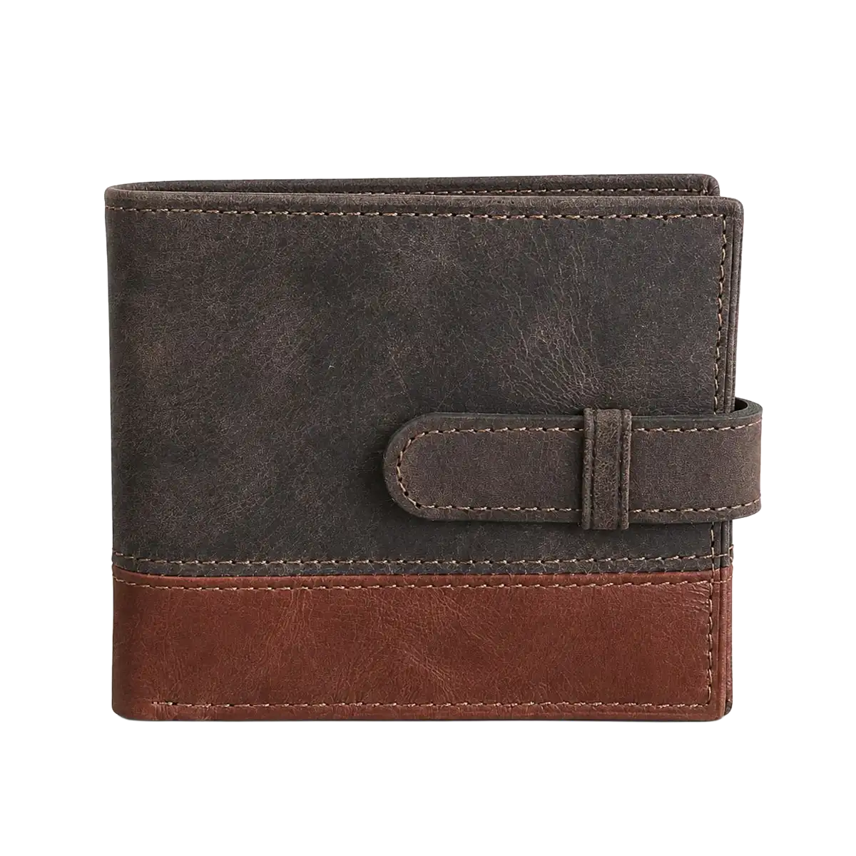 Billetera de Cuero Engrasado con Broche y Monedero