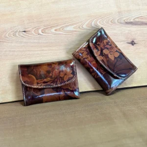 Billetera de Cuero Floreado para Mujer con Monedero y Cierre