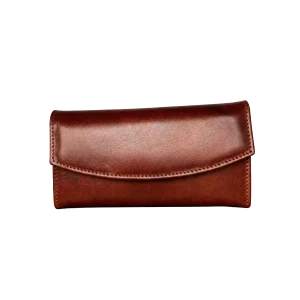 Billetera Larga de Cuero Café para Mujer