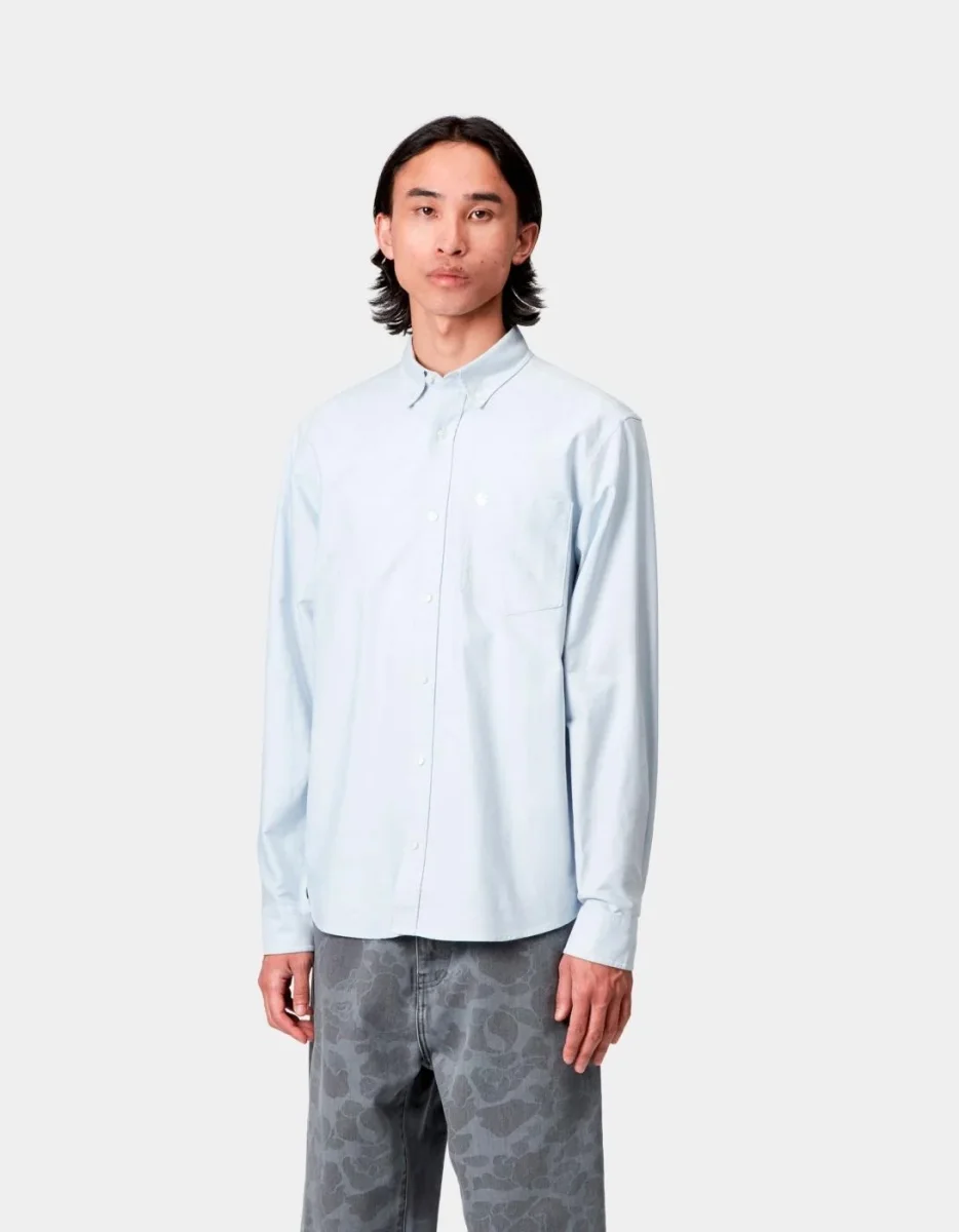 Camisa CARHARTT WIP C-LOGO - Blue Fog / White - Imagen 2