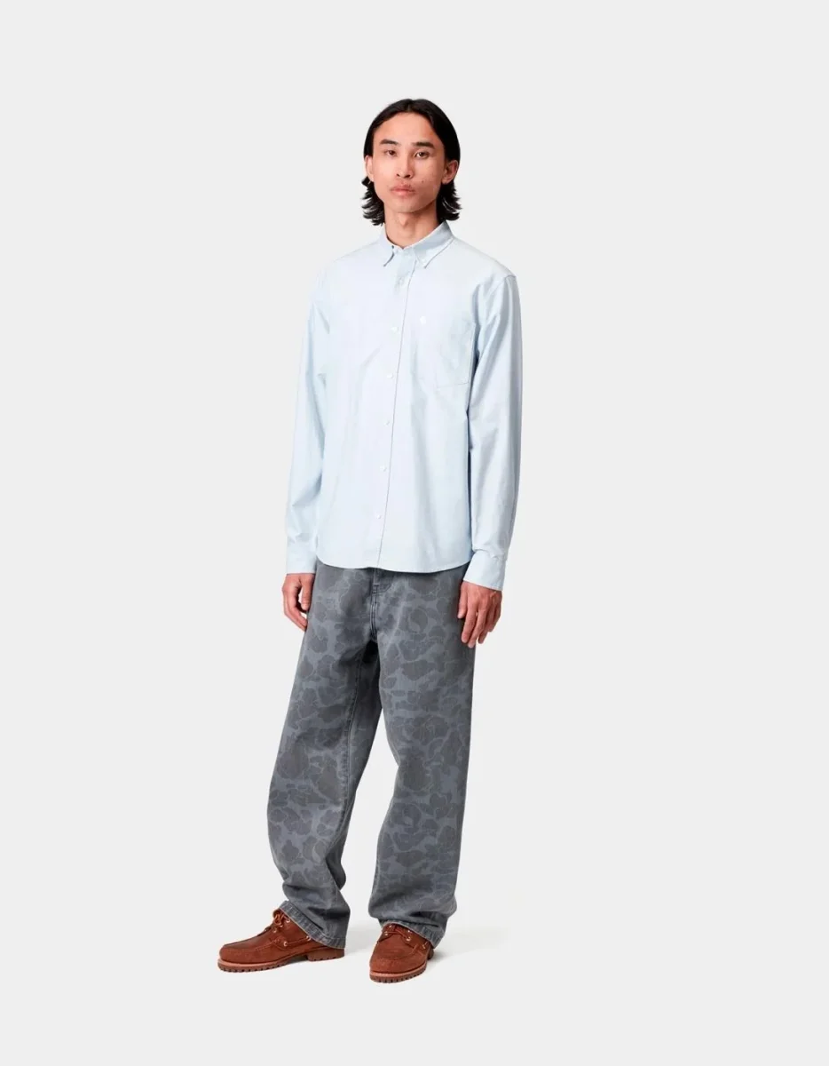 Camisa CARHARTT WIP C-LOGO - Blue Fog / White - Imagen 4