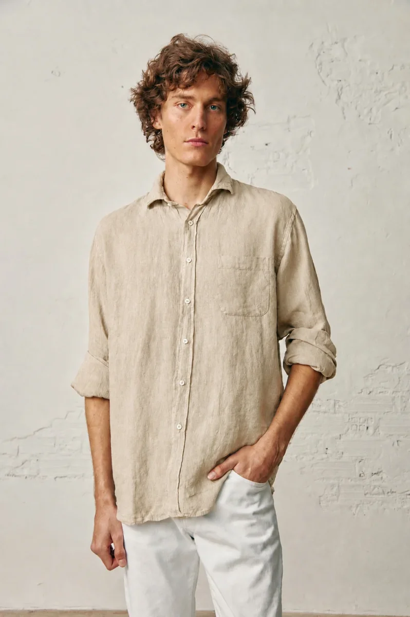 Camisa de Lino - Beige (Bolsillo)