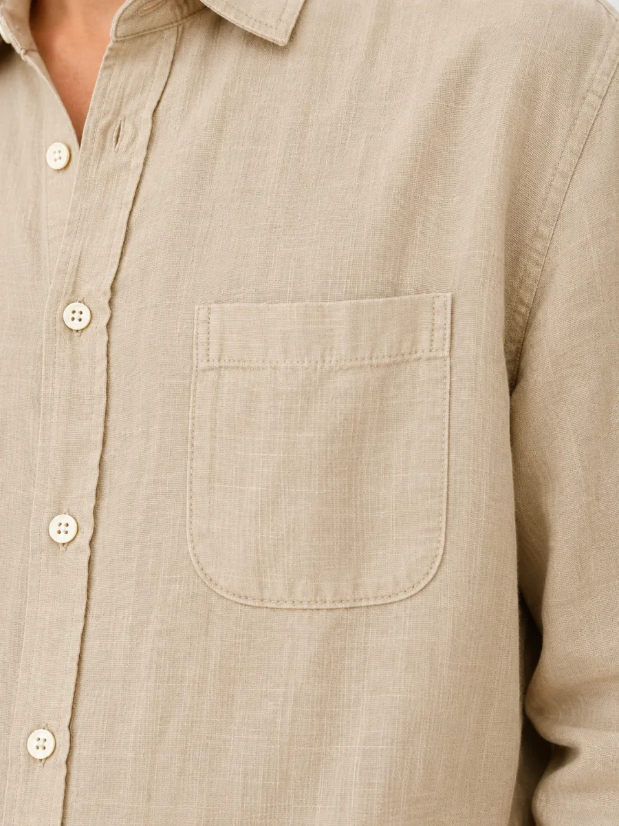 Camisa de Lino - Beige (Bolsillo) - Imagen 3