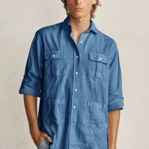 Camisa Guayabera de Lino - Azul