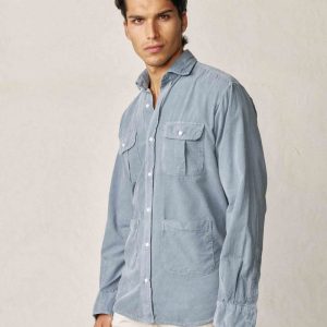 Camisa Micropana 4 Bolsillos - Azul Lavado