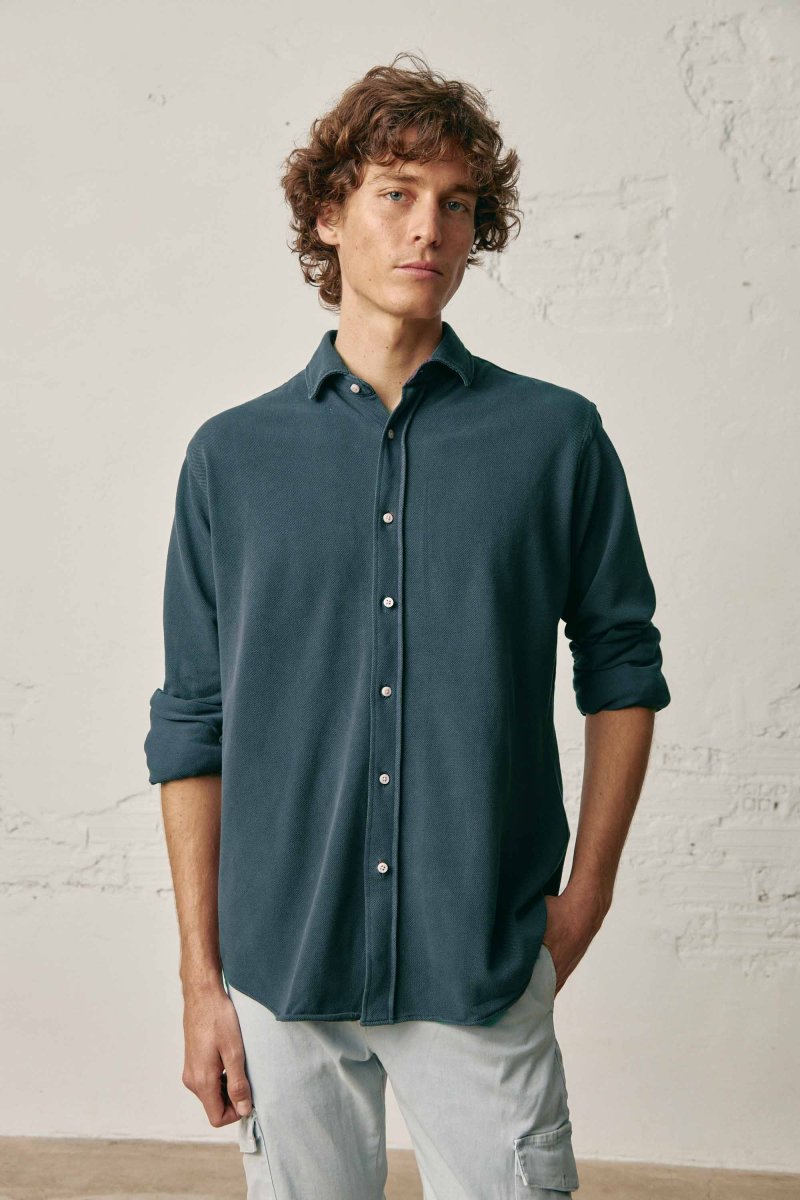 Camisa de Piqué - Azul Noche - Imagen 2