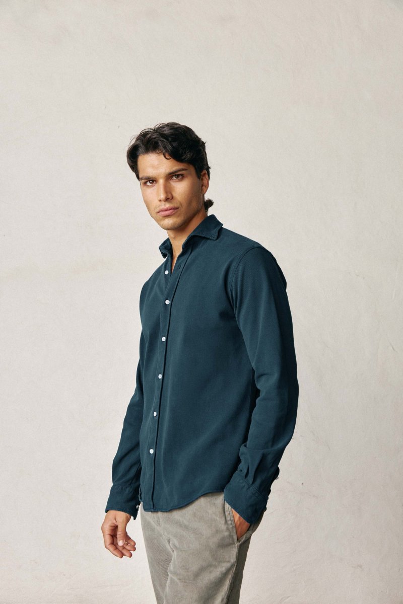 Camisa de Piqué - Azul Petróleo