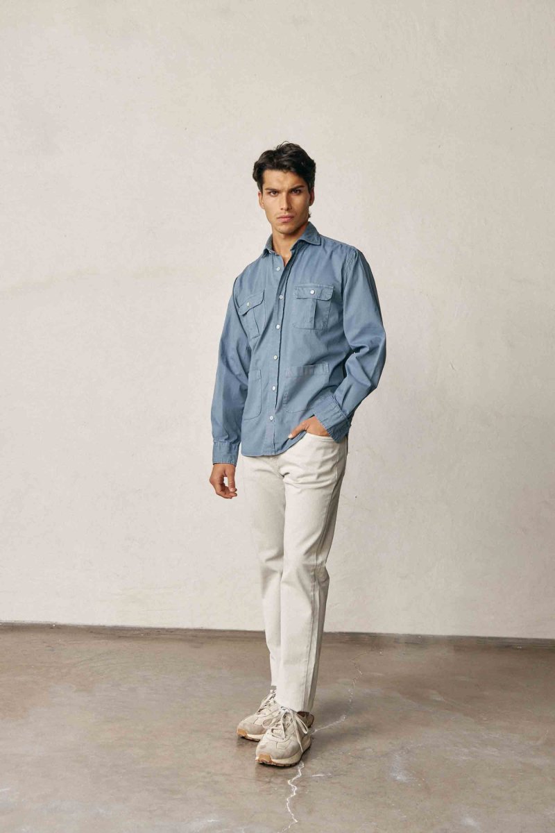 Camisa de Popelín Cuatro Bolsillos - Azul Petróleo - Imagen 3