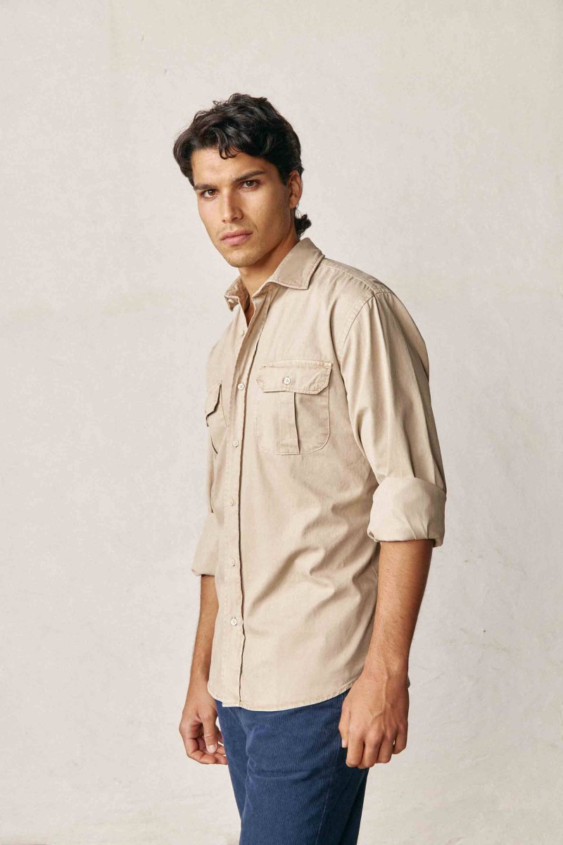 Camisa de Popelín Dos Bolsillos - Camel