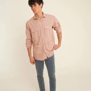 Camisa De Popelín Cuatro Bolsillos - Rosa