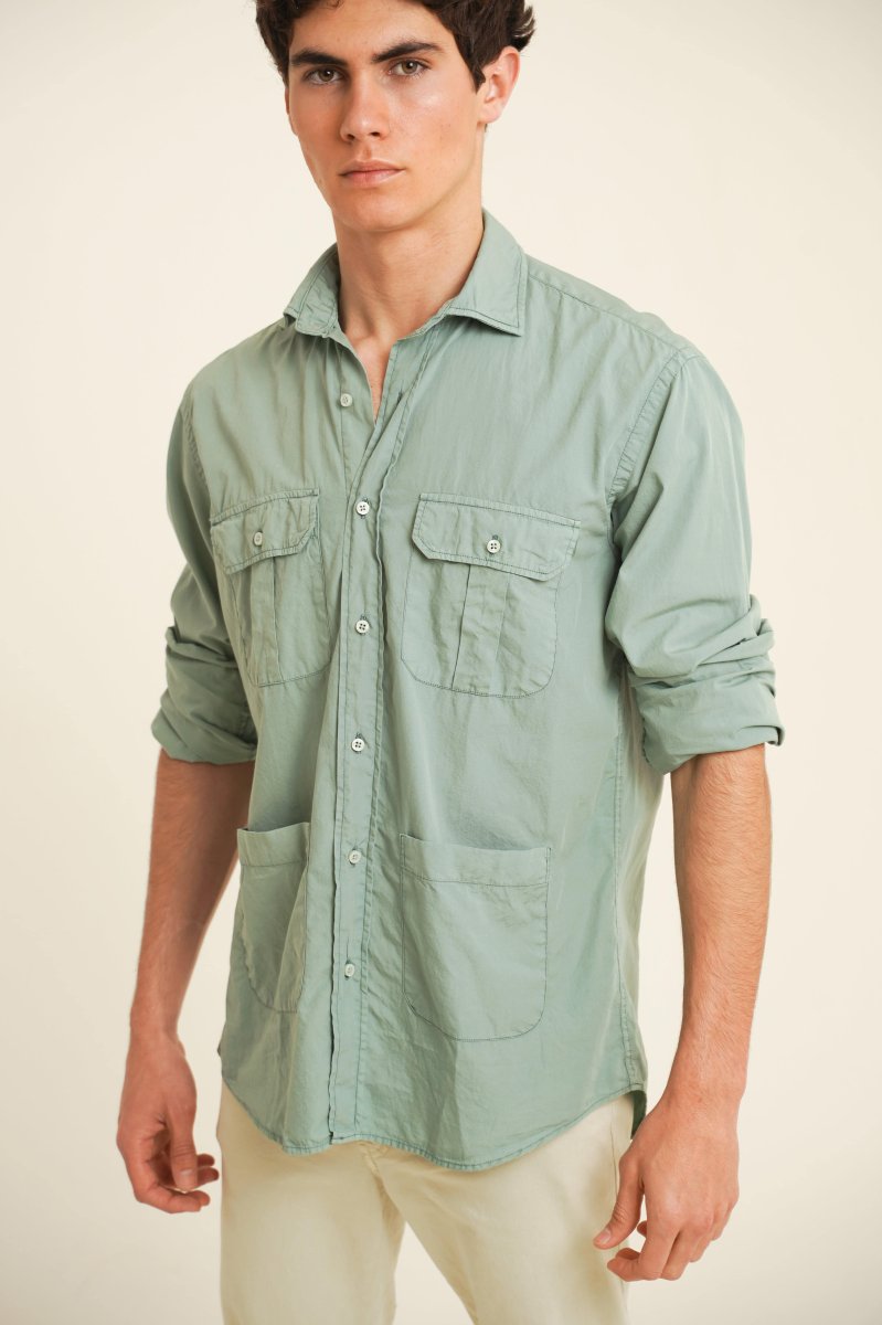 Camisa De Popelín Cuatro Bolsillos - Verde - Imagen 3