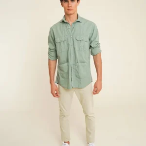 Camisa De Popelín Cuatro Bolsillos - Verde