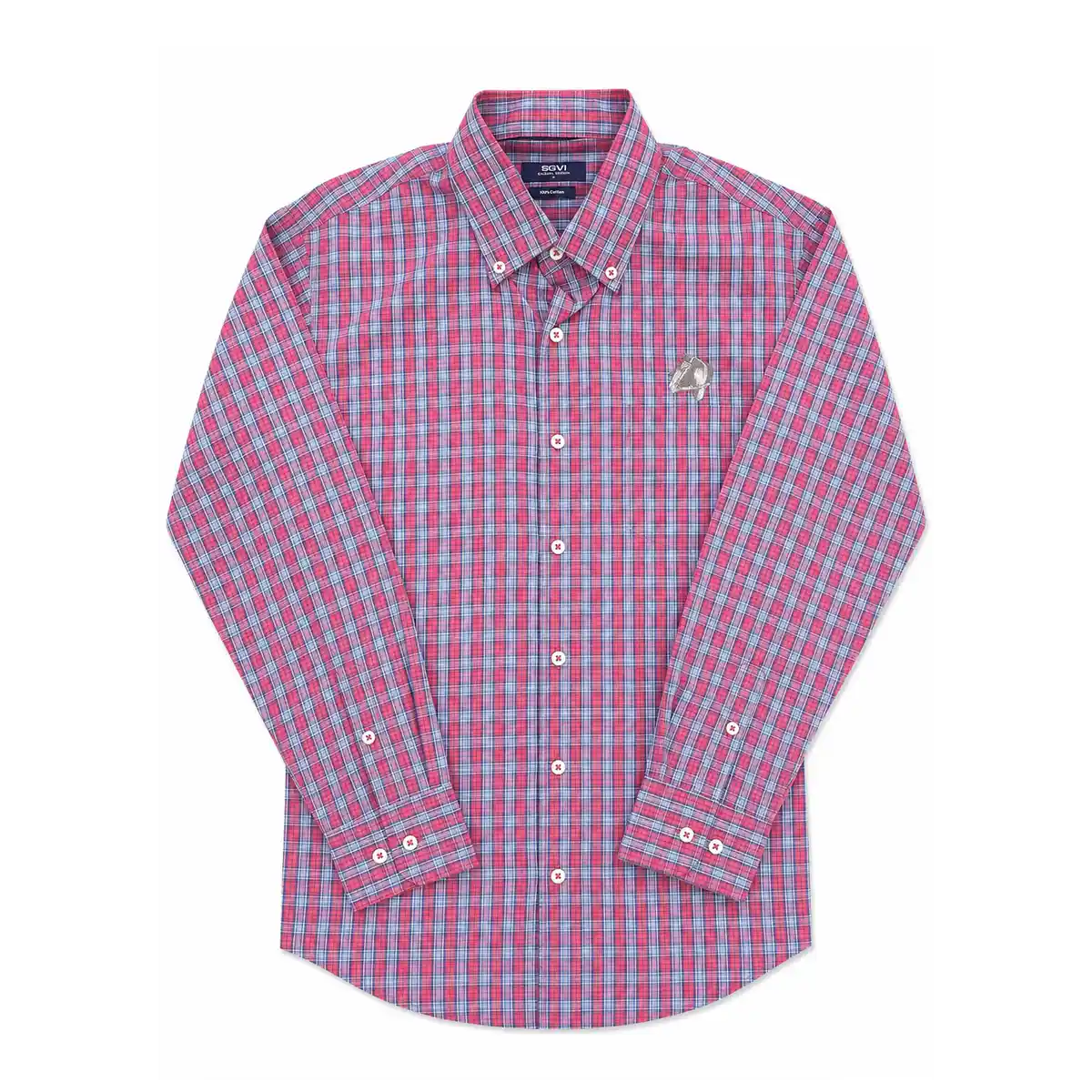 Camisa SGVI Cuadros Verde, Azul y Violeta 100% Algodón