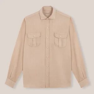 Camisa de Lino Dos Bolsillos - Camel
