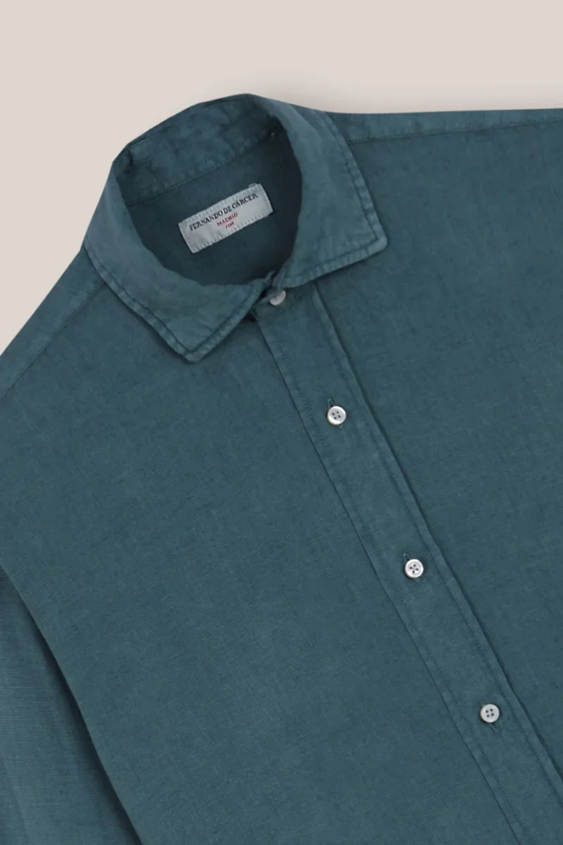 Camisa de Lino - Verde Botella - Imagen 3