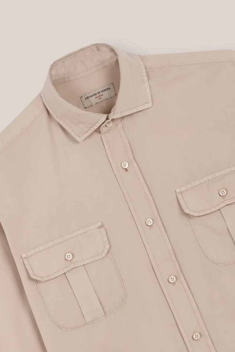 Camisa De Popelín Dos Bolsillos - Camel - Imagen 3
