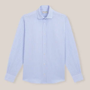 Camisa de Algodón - Azul Rayas Blancas