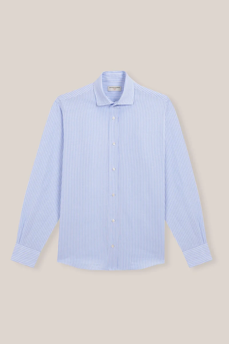 Camisa de Algodón - Azul Rayas Blancas