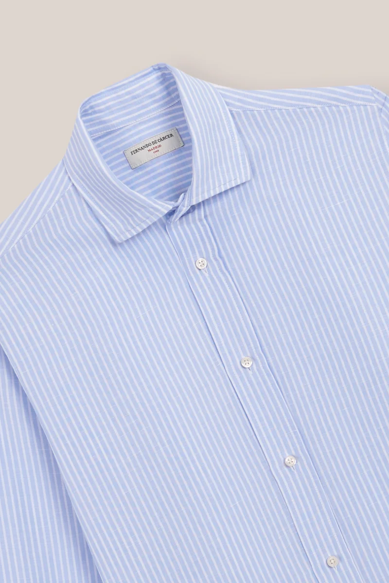 Camisa de Algodón - Azul Rayas Blancas - Imagen 3
