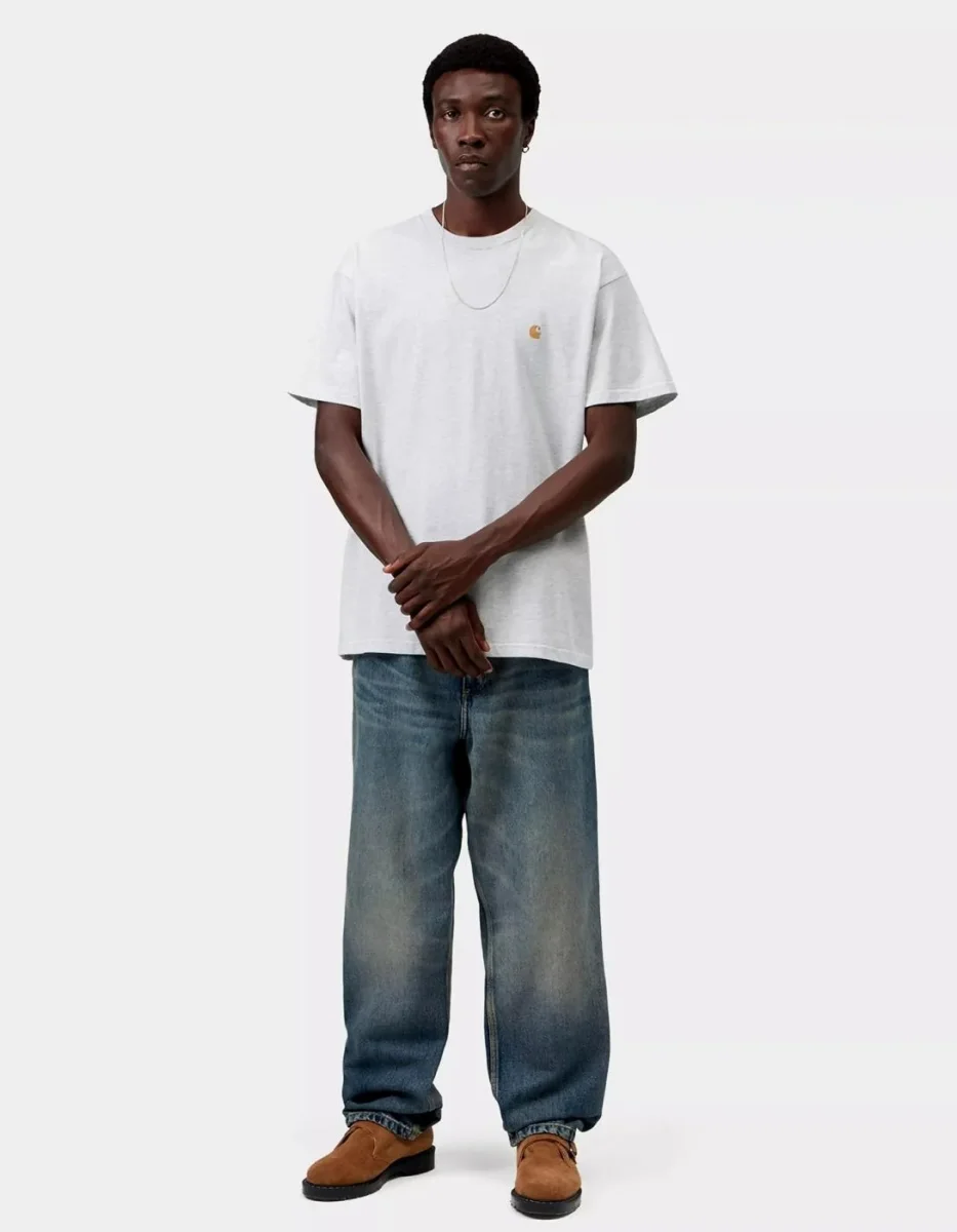 Camiseta CARHARTT WIP CHASE - Ash Heather / Gold - Imagen 4