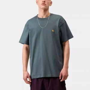 Camiseta CARHARTT WIP CHASE - Cozy Blue / Gold