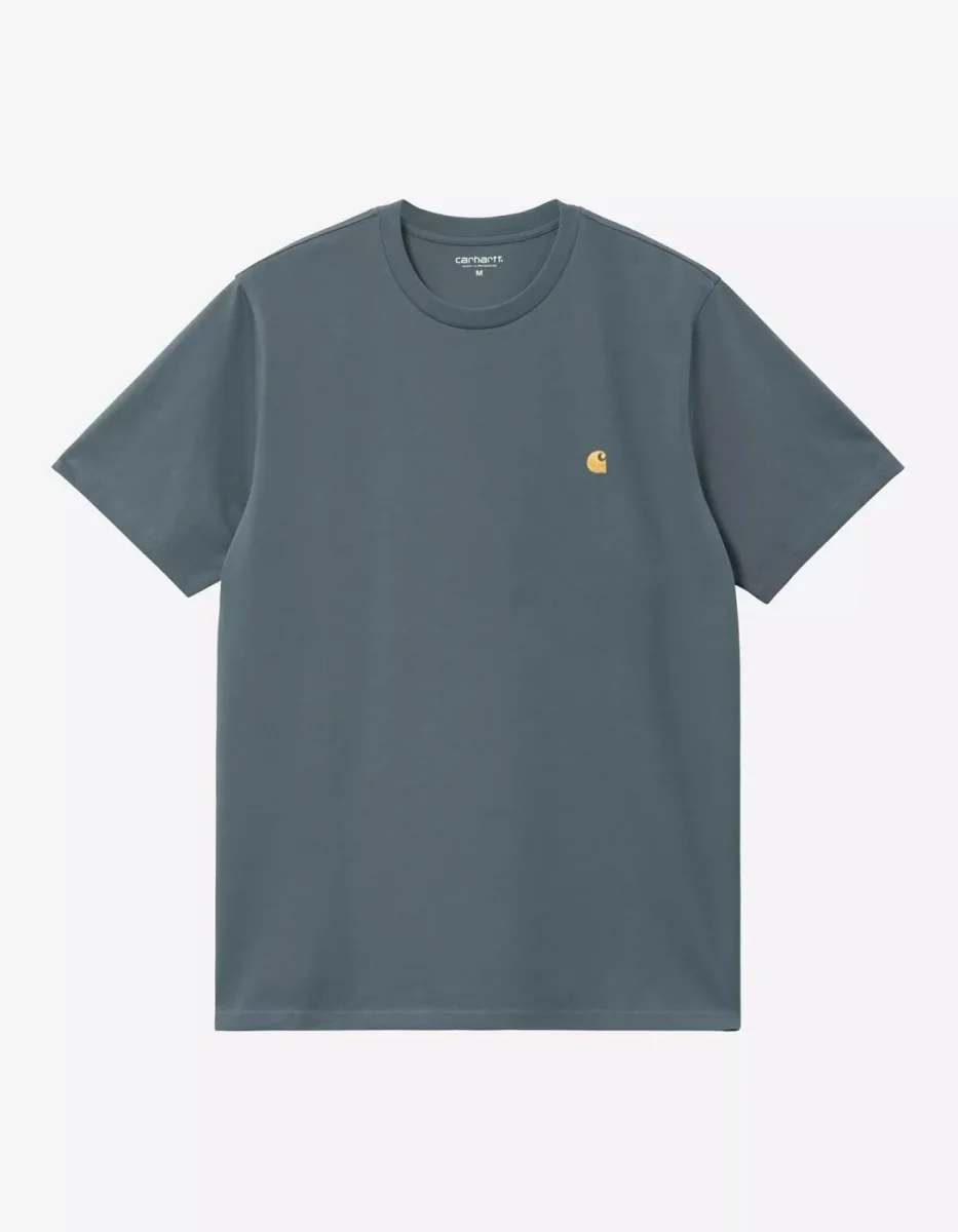 Camiseta CARHARTT WIP CHASE - Cozy Blue / Gold - Imagen 4