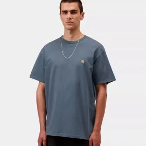 Camiseta CARHARTT WIP CHASE - Icesheet / Gold