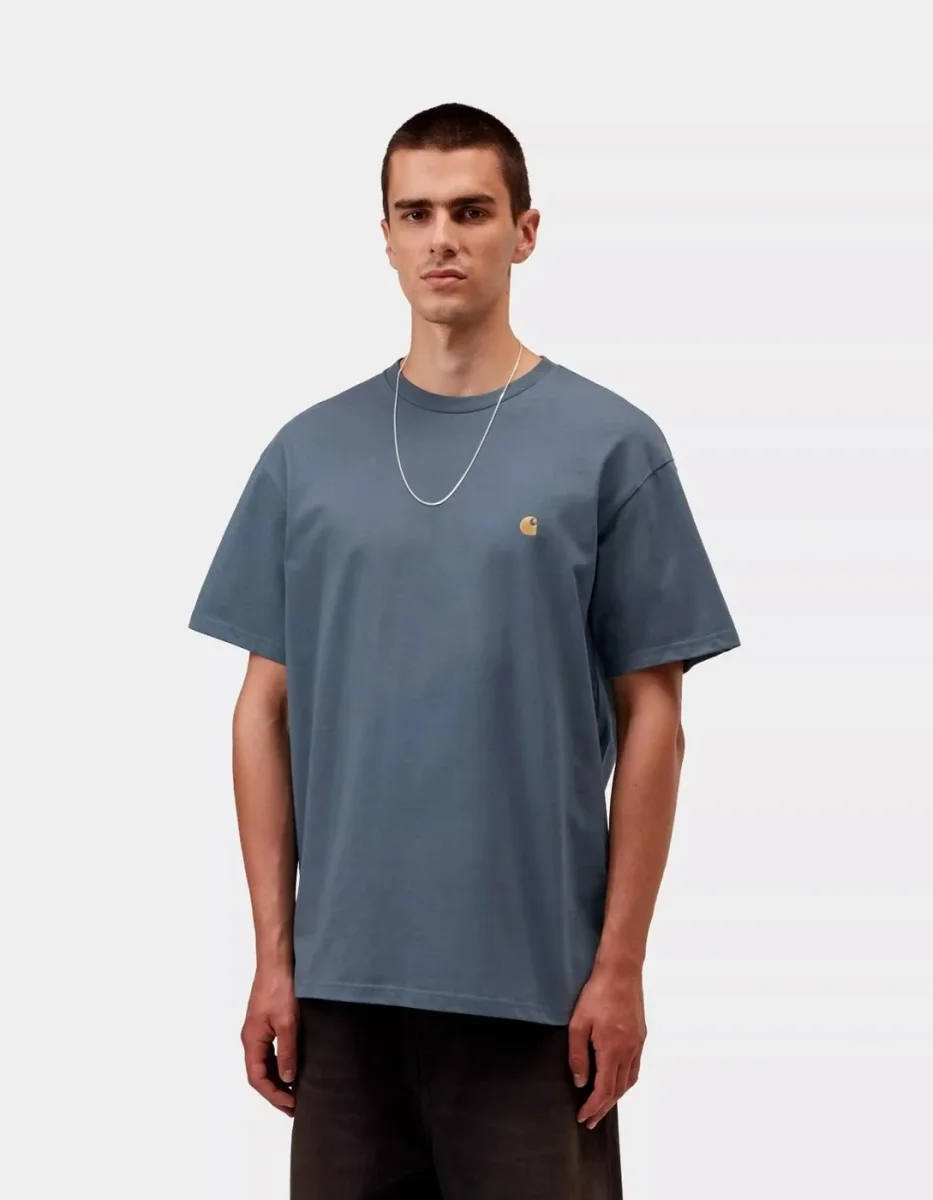 Camiseta CARHARTT WIP CHASE - Icesheet / Gold - Imagen 2