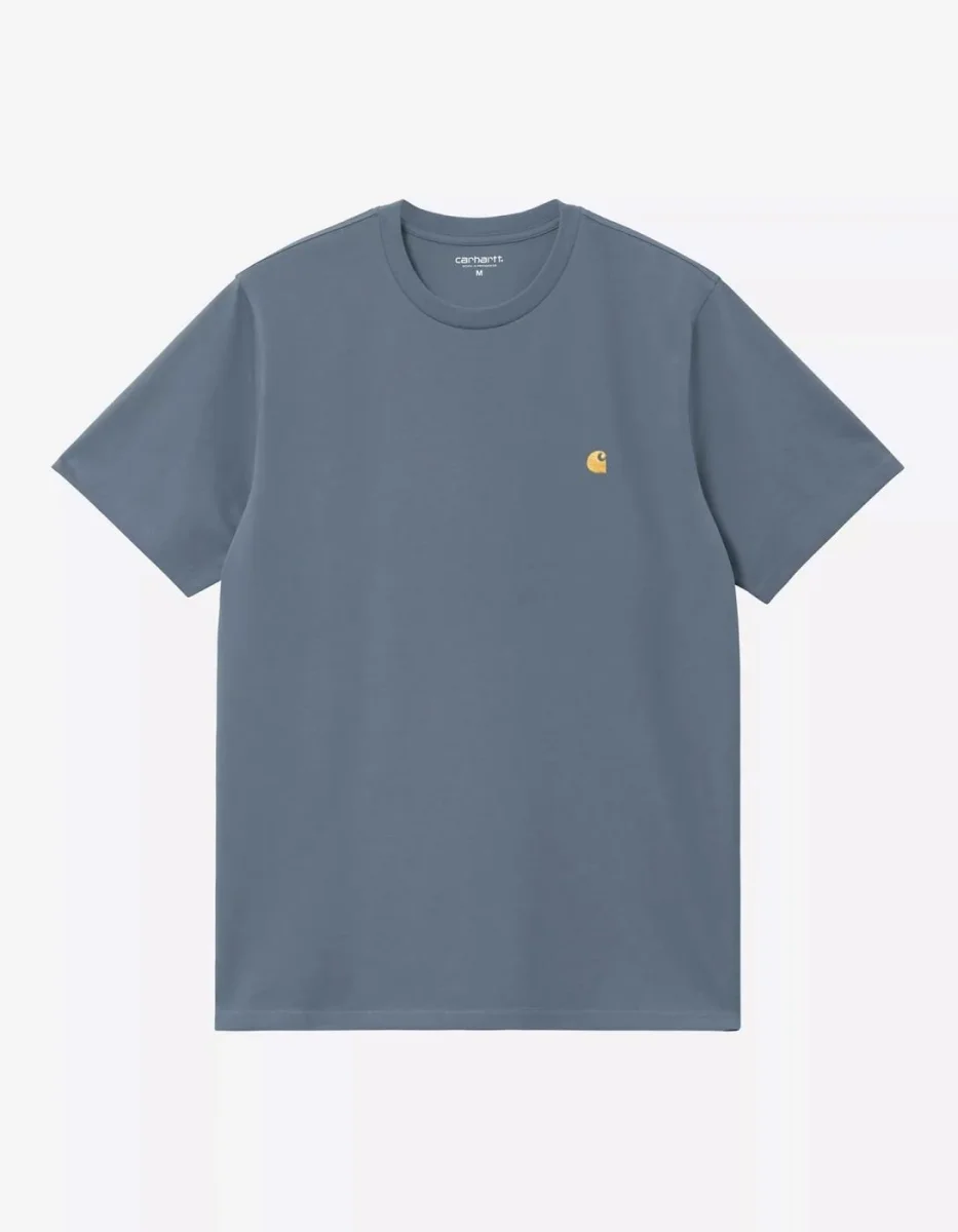 Camiseta CARHARTT WIP CHASE - Icesheet / Gold - Imagen 5