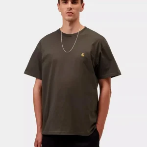 Camiseta CARHARTT WIP CHASE - Shungite / Gold