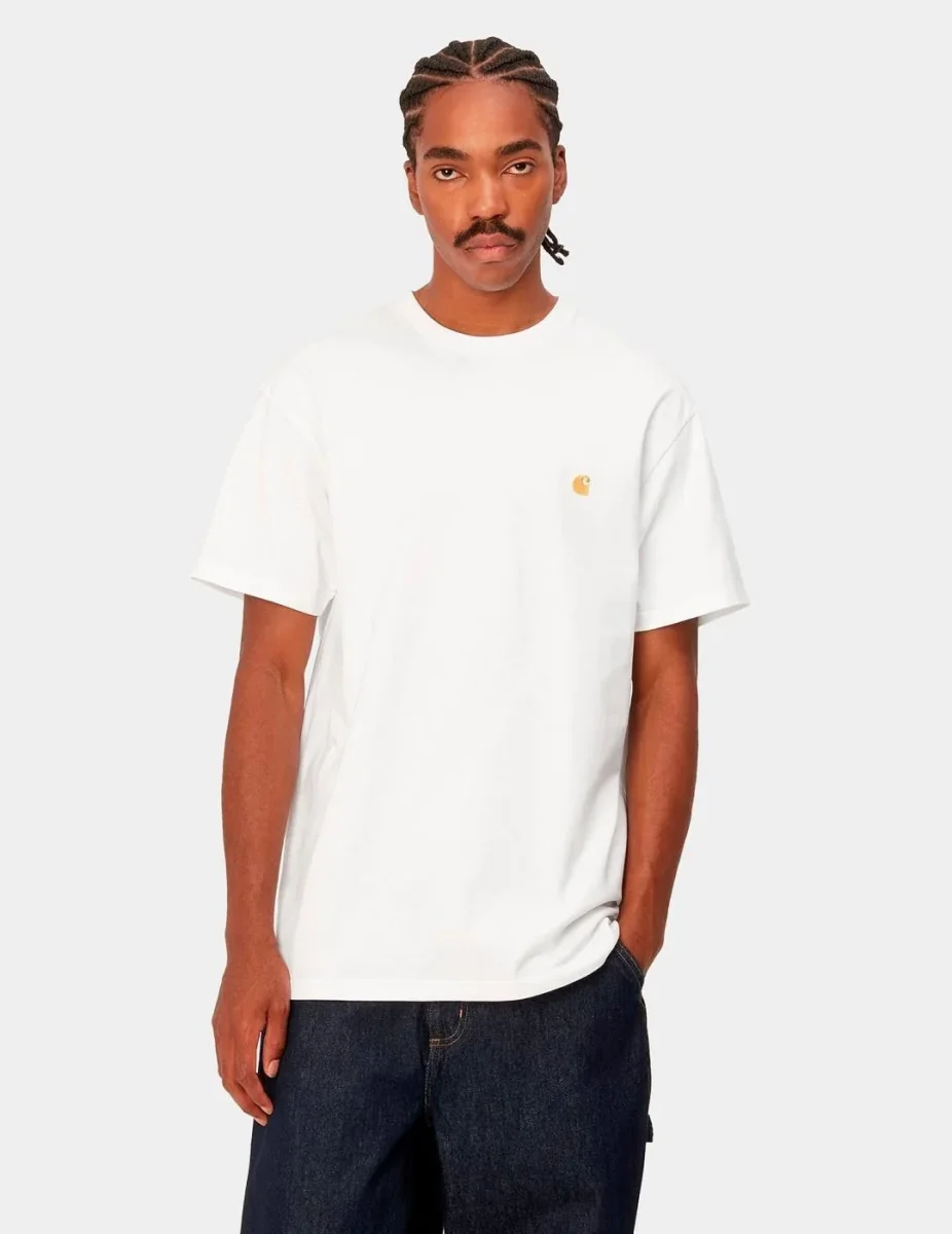 Camiseta CARHARTT WIP CHASE- White / Gold - Imagen 2