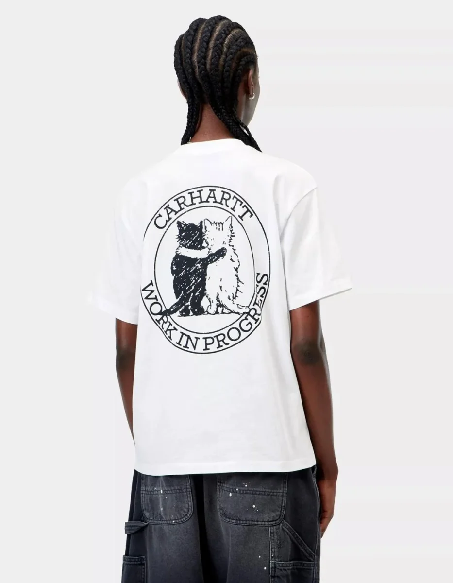 Camiseta CARHARTT WIP W' HUGGING CATS - White - Imagen 3