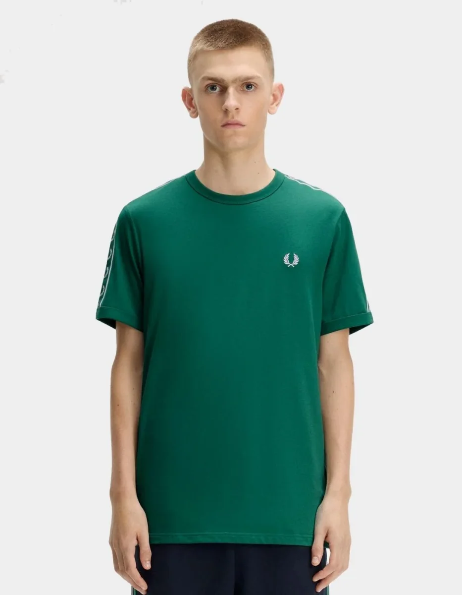 Camiseta FRED PERRY CONTRAST TAPE RINGER - Sport Green - Imagen 2
