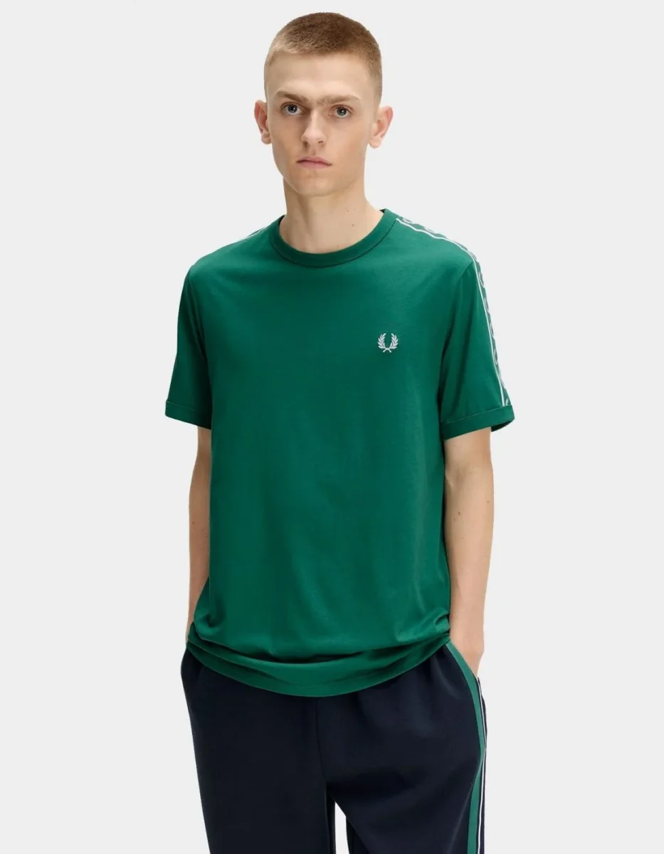Camiseta FRED PERRY CONTRAST TAPE RINGER - Sport Green - Imagen 4