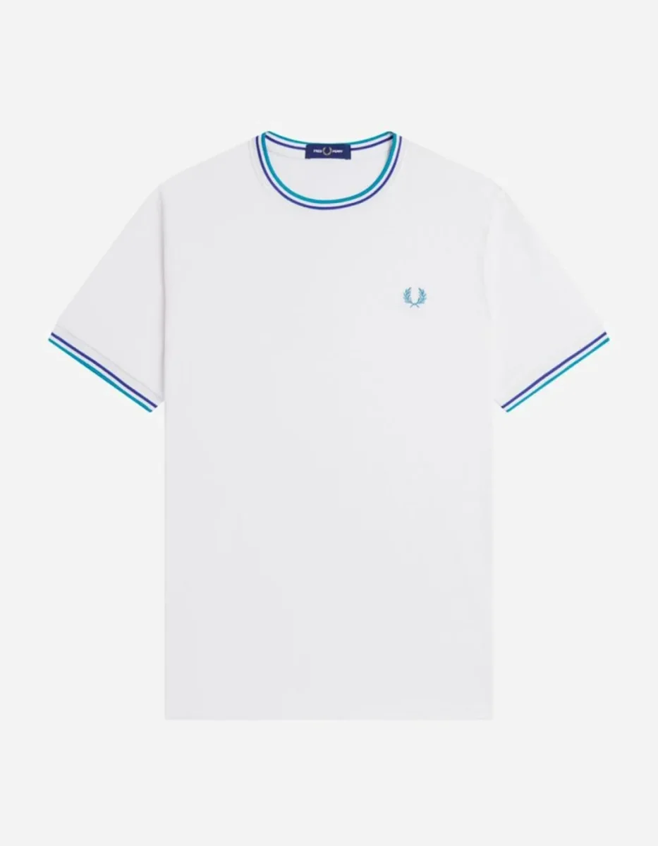 Camiseta FRED PERRY M1588 - Light Ice/Ace Blue/Navy - Imagen 2