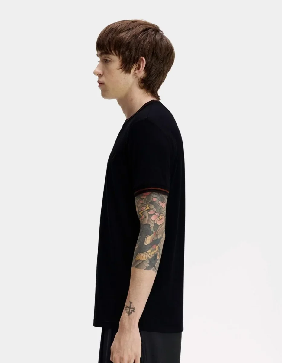 Camiseta FRED PERRY M1588 - Navy/Brandy/Rich Brown - Imagen 3