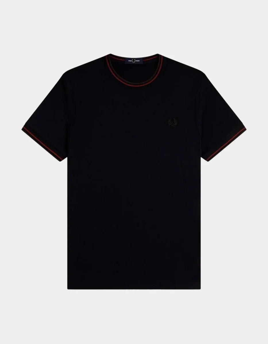 Camiseta FRED PERRY M1588 - Navy/Brandy/Rich Brown - Imagen 5