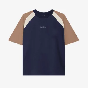 Camiseta KAOTIKO CROPPED LENNOX - Navy/Camel