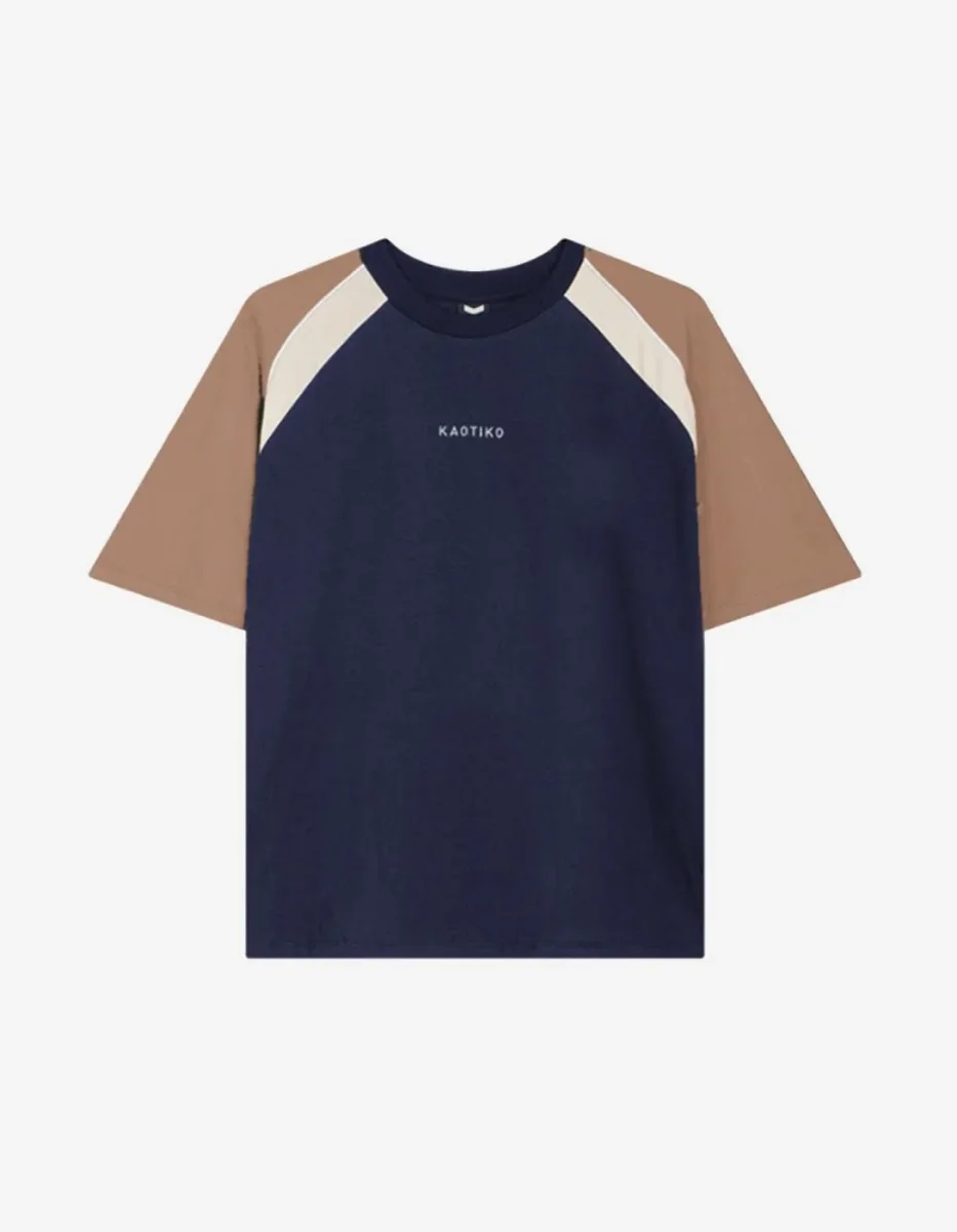 Camiseta KAOTIKO CROPPED LENNOX - Navy/Camel - Imagen 2